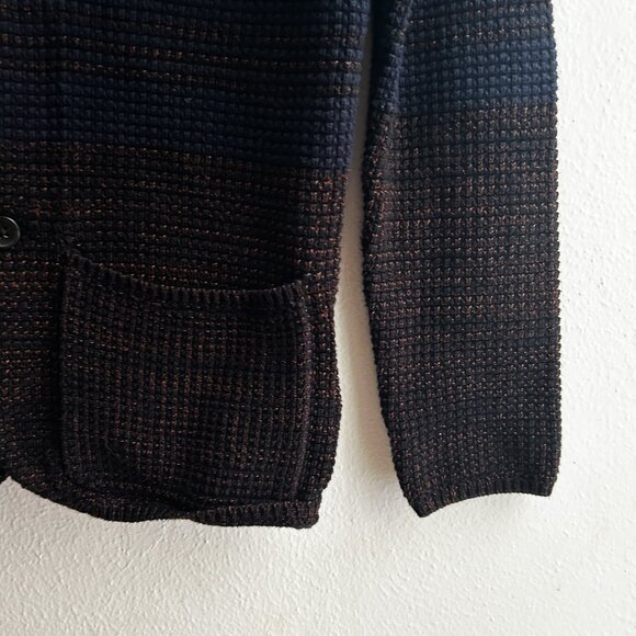 Scotch and Soda Amsterdam Couture Structured Waffle Knit Blazer in Navy/Brown - Picture 5 of 9